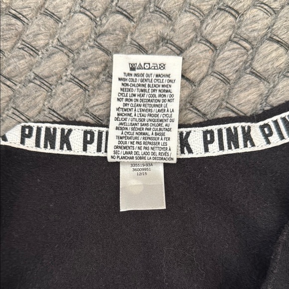 PINK Victoria Secret Black and Pink Love Sweatshirt - Picture 5 of 7